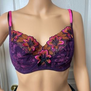 Aubade Paris Purple Lace Bra with bows Size 34F